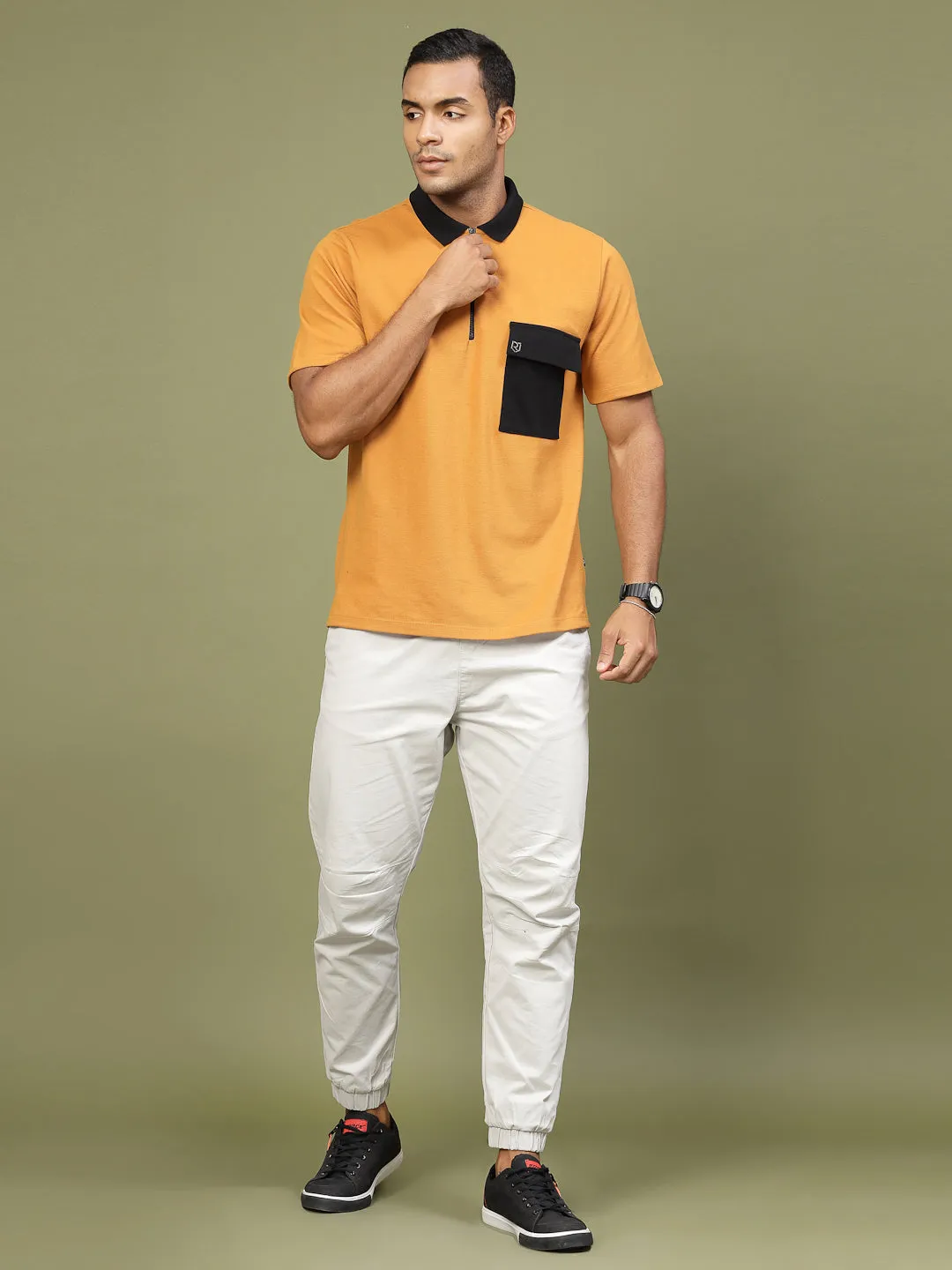 Patch Pocket Oversized Zip Polo Tee