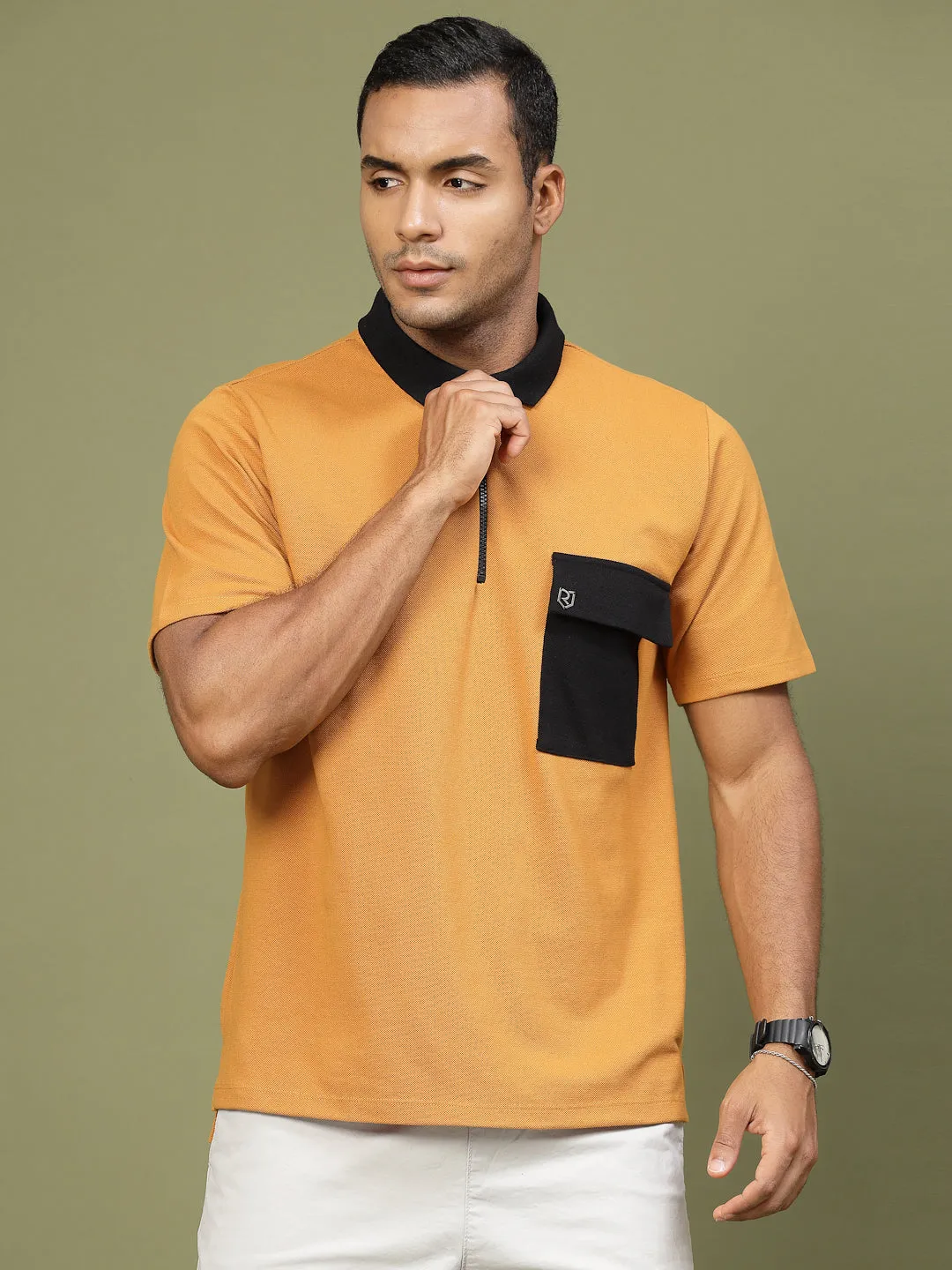 Patch Pocket Oversized Zip Polo Tee