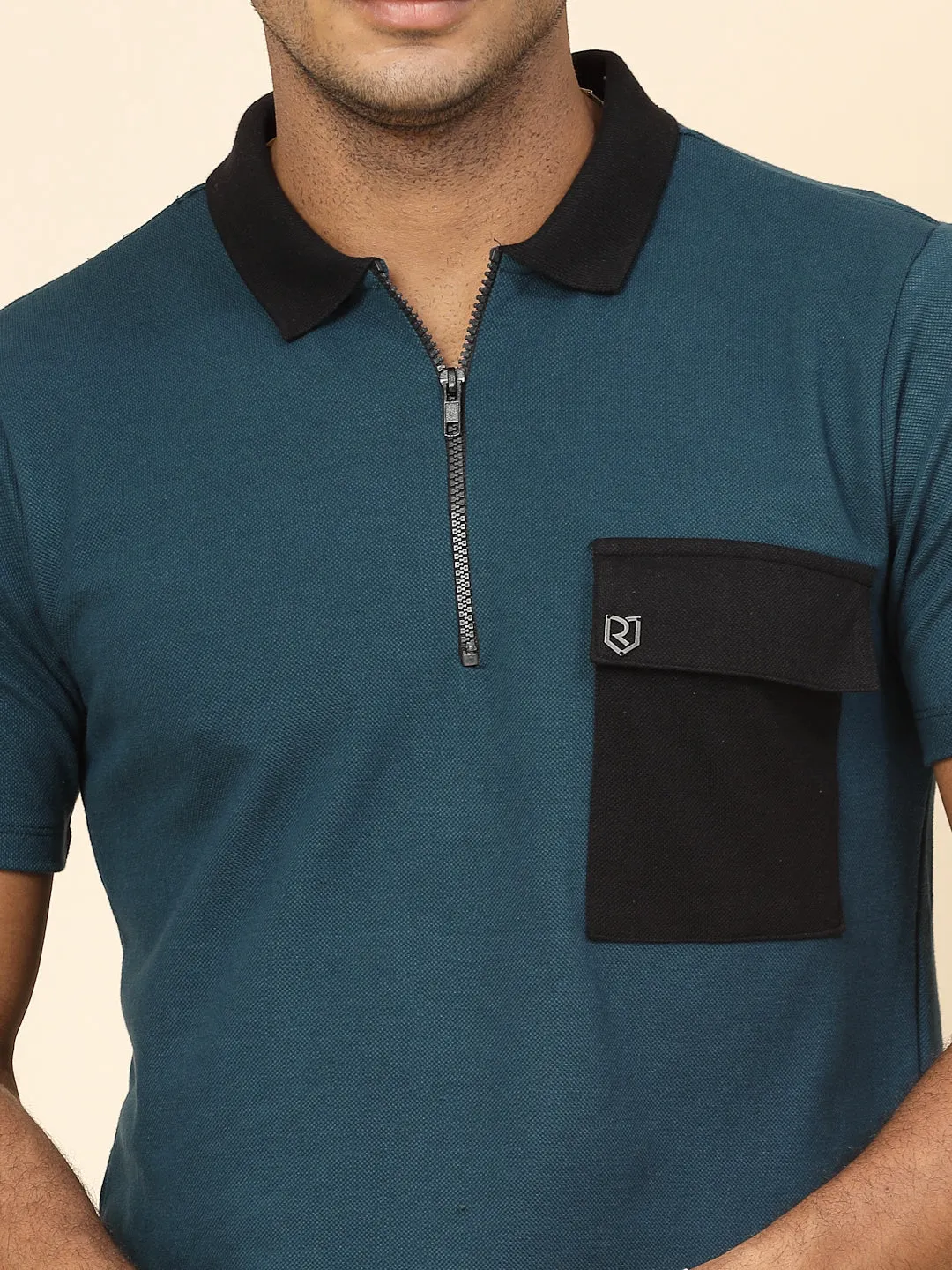 Patch Pocket Oversized Zip Polo Tee