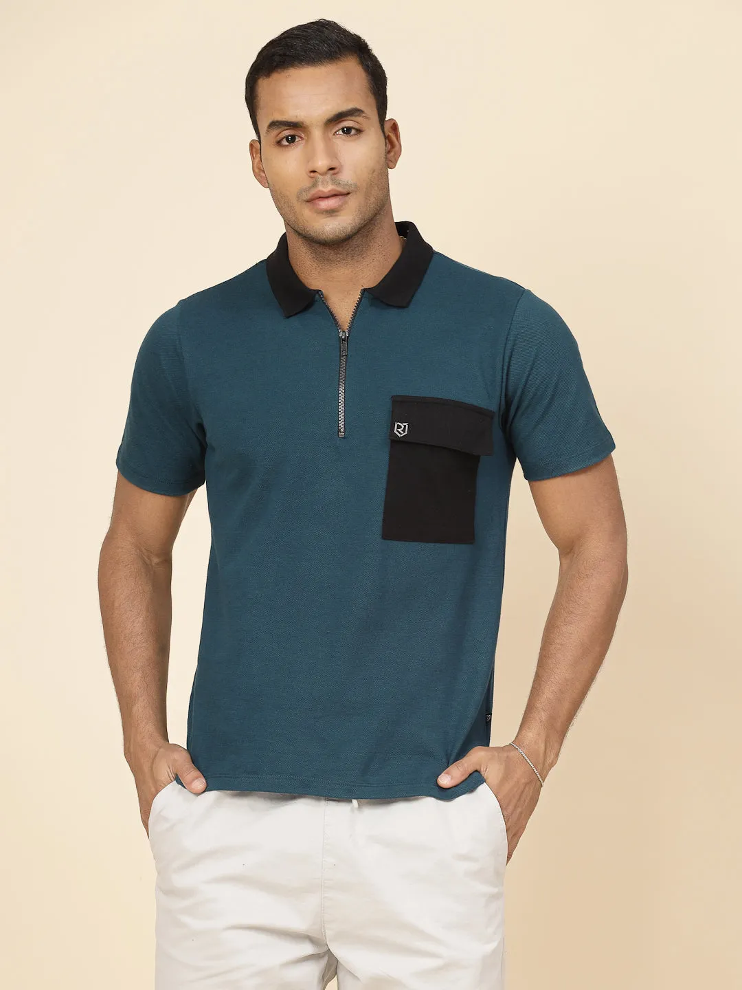 Patch Pocket Oversized Zip Polo Tee