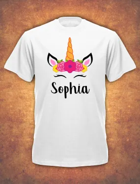 Personalised Any Name Unicorn Girls Girl Gift baby Childrens T-shirt kids