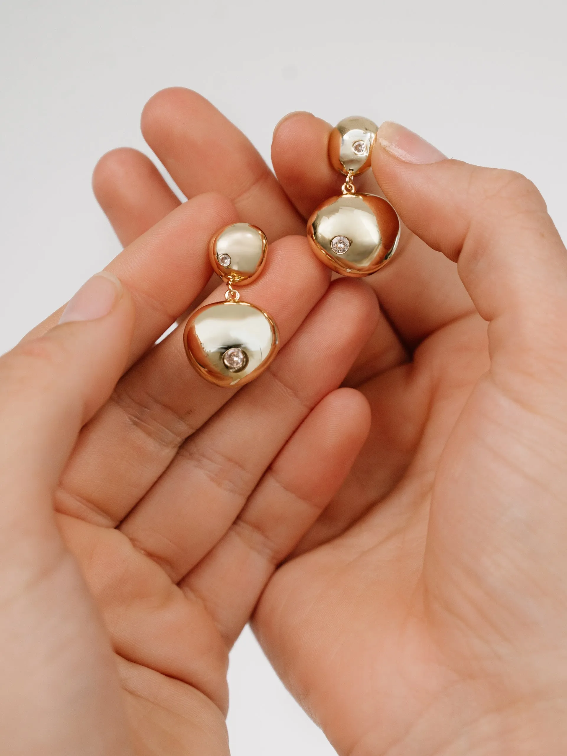 Polished Double Pebble Drop Earrings