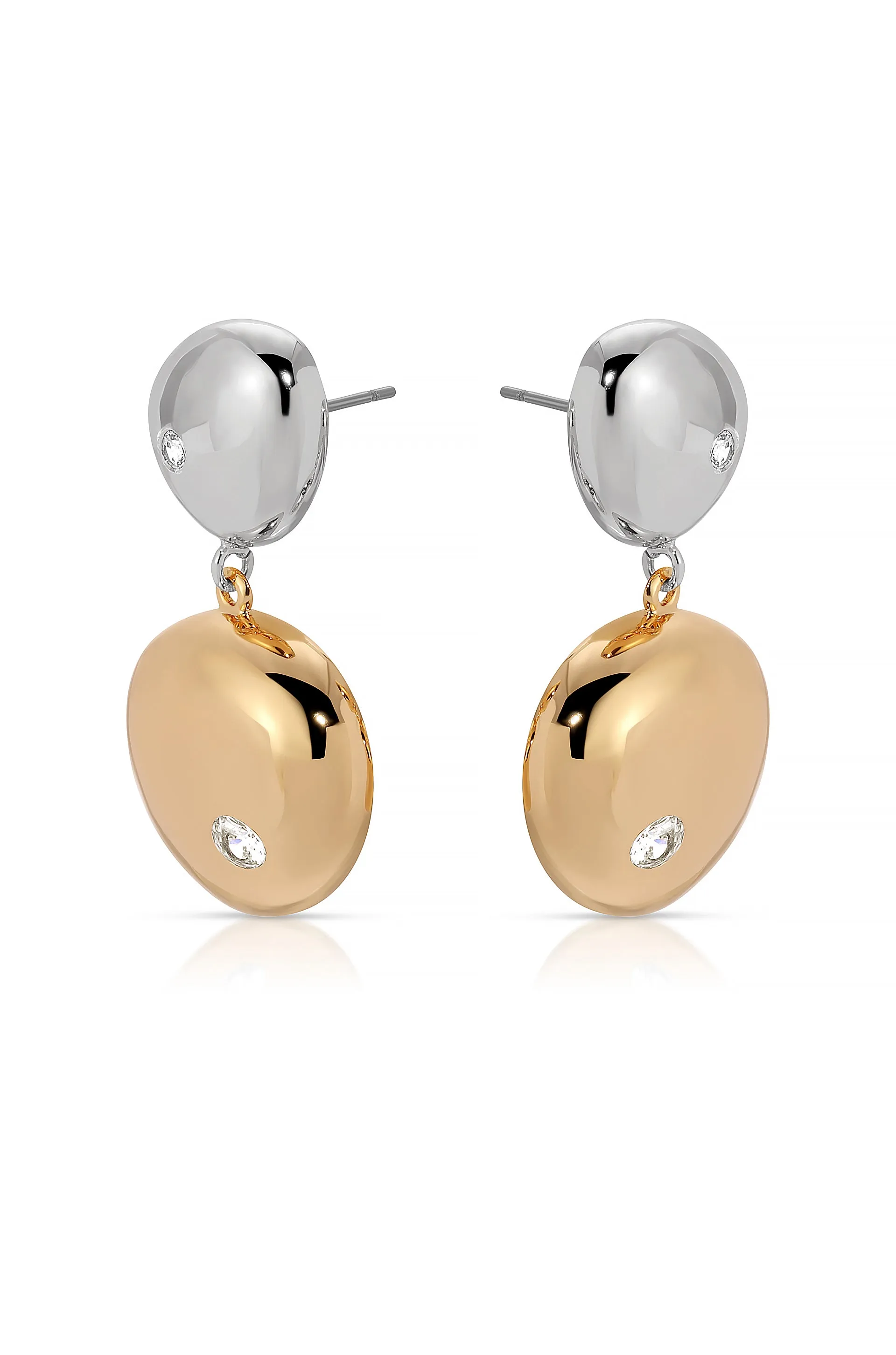 Polished Double Pebble Drop Earrings