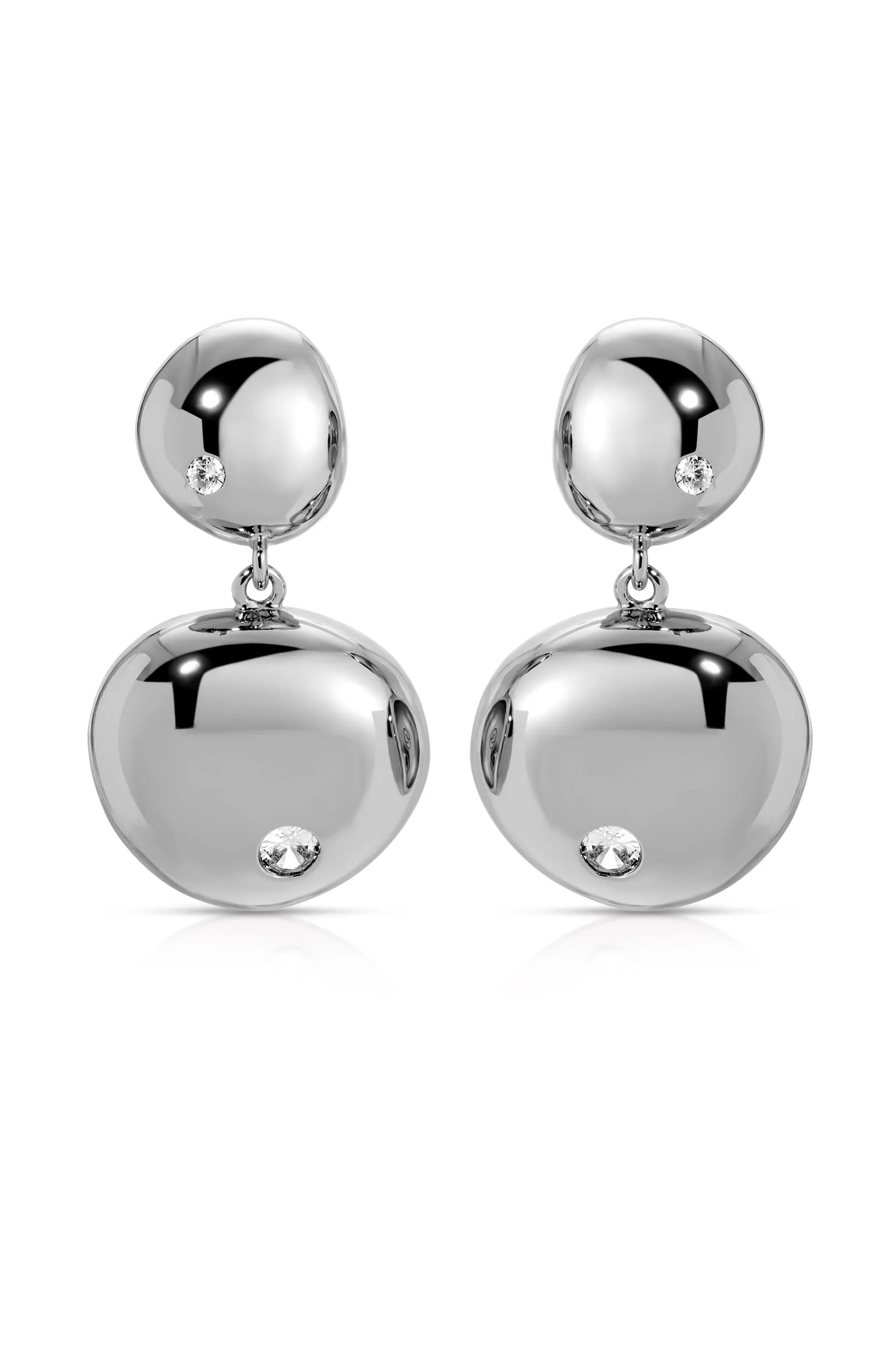 Polished Double Pebble Drop Earrings