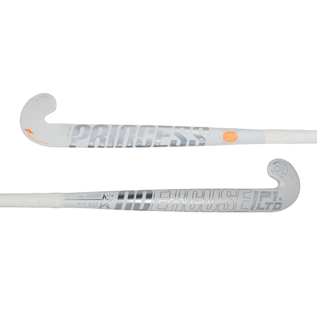 Princess No Excuses LTD P1 Mid Bow Hockey Stick 2024 - White/Silver