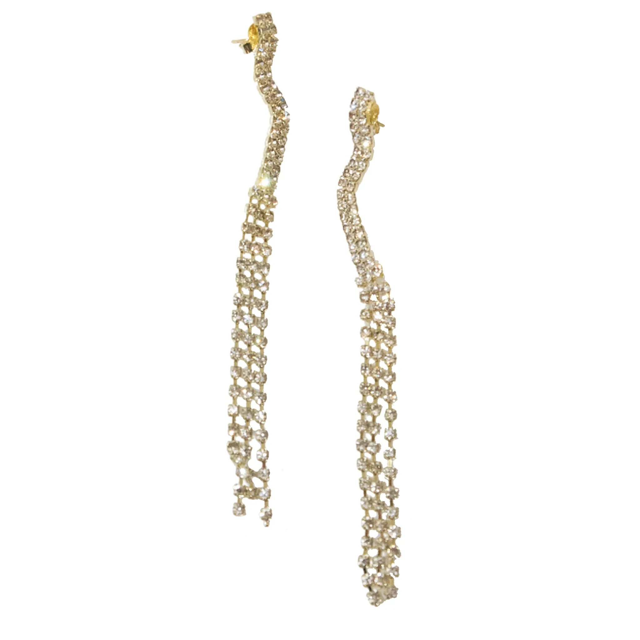 Sheila Fajl Stephania Statement Dangle Earrings in CZ and Gold Plated