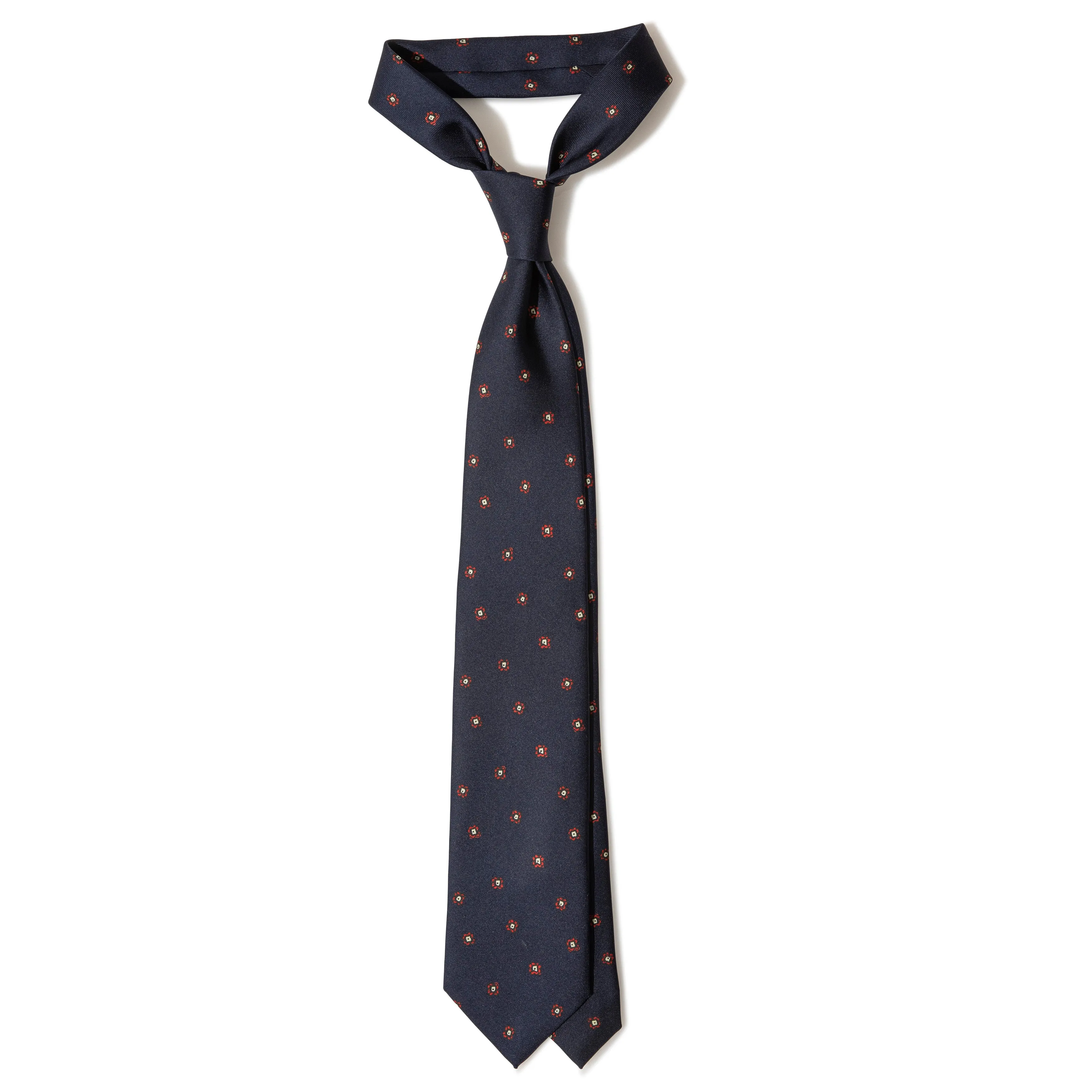 Silk Foulard Print Tipped Tie