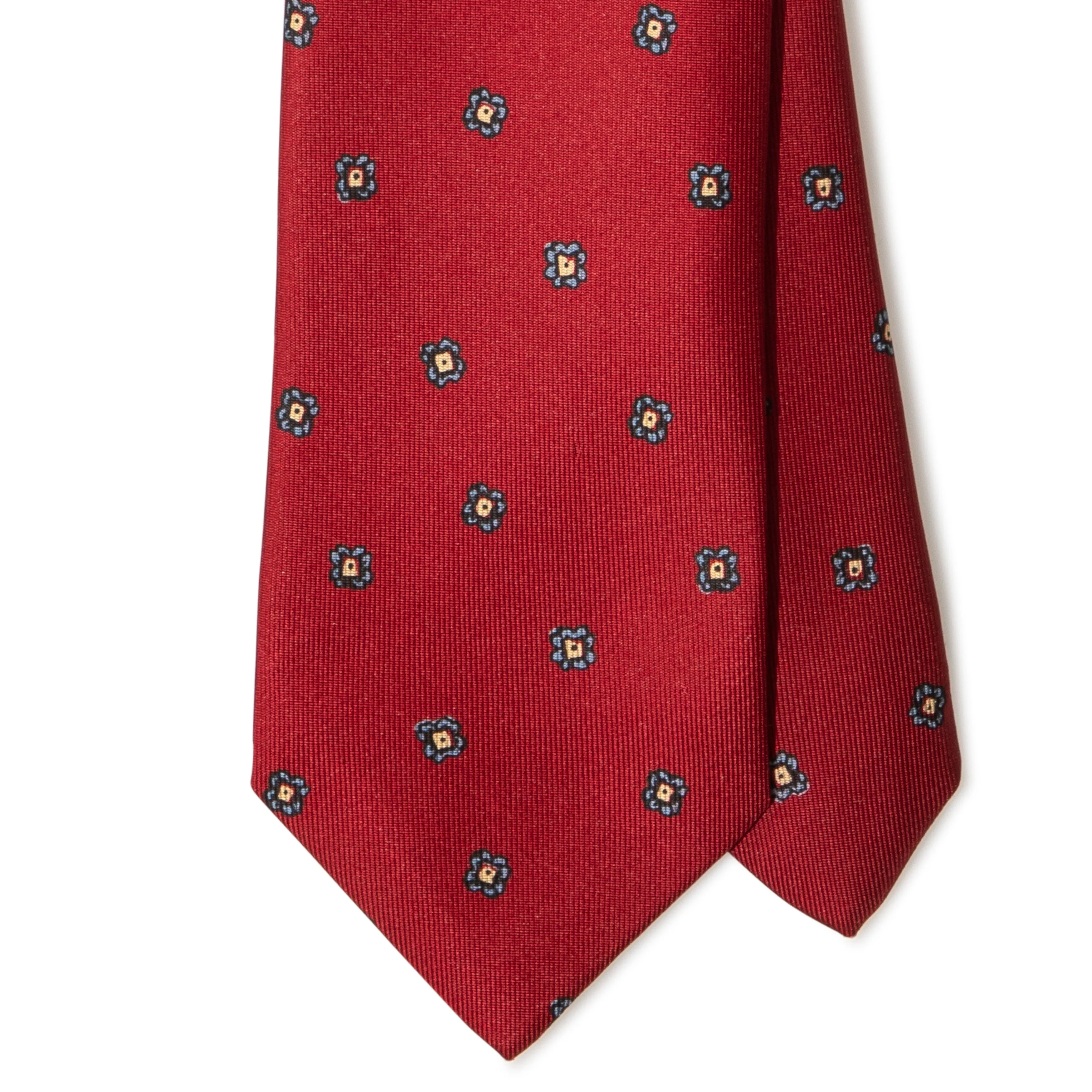 Silk Foulard Print Tipped Tie