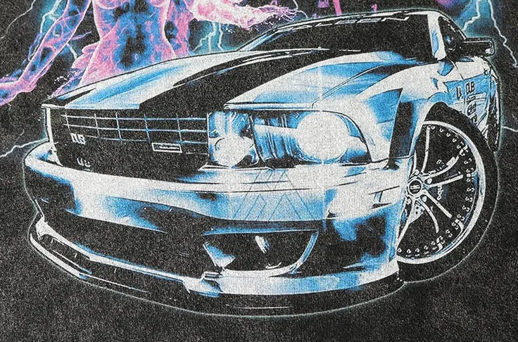 'Street Racer' Graphic Print Washed T-Shirt