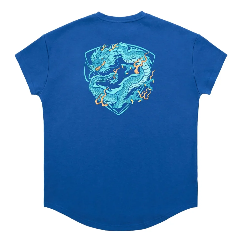 TEAMJOINED JOINED CNY24 COILED DRAGON DROP SHOULDER MUSCLE TEE-DARK BLUE