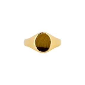 Tigers Eye Signet Ring - Gold