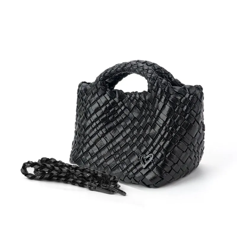 Tiny Mini Woven Tote - Metallic Black