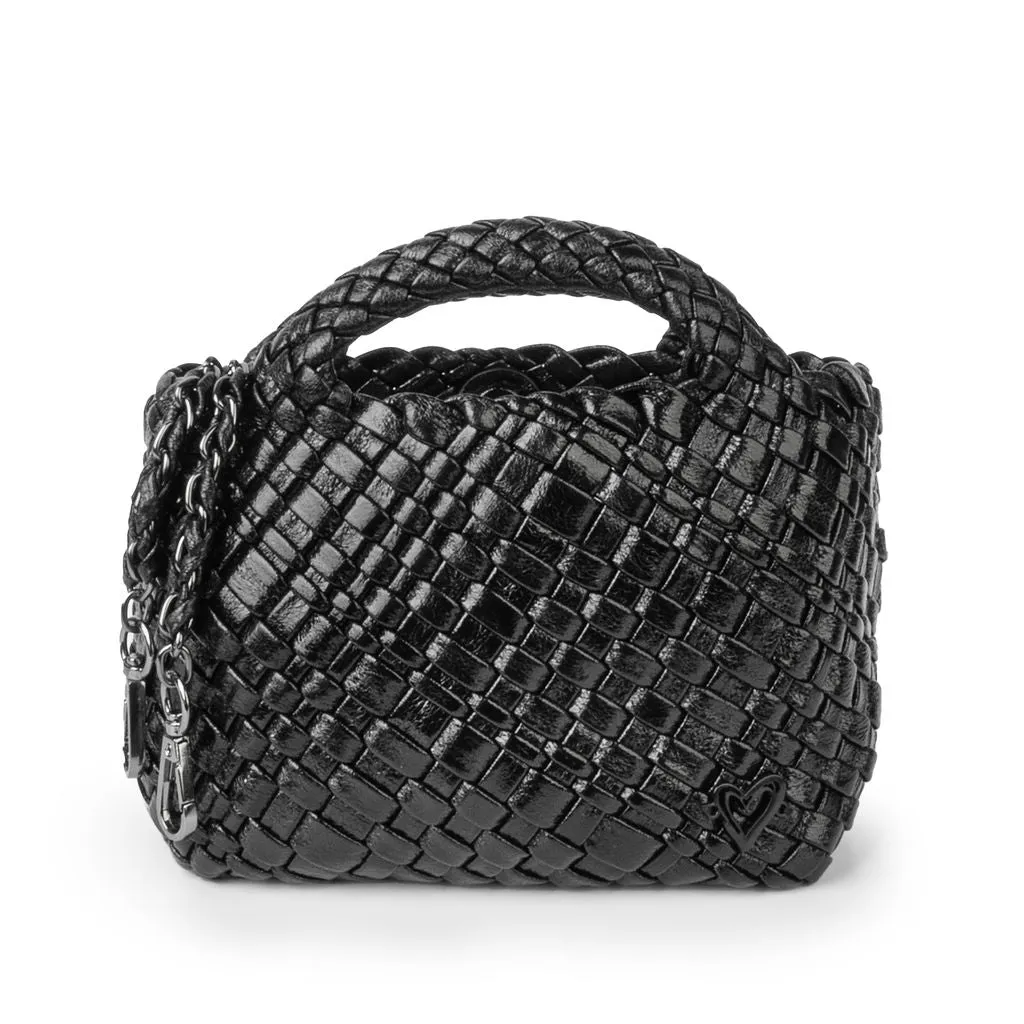 Tiny Mini Woven Tote - Metallic Black