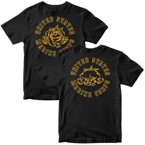 USMC Gold Vintage Bulldog 2-Sided Black Tee