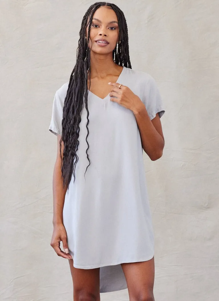 V-Neck Tee Dress - Foggy Sky