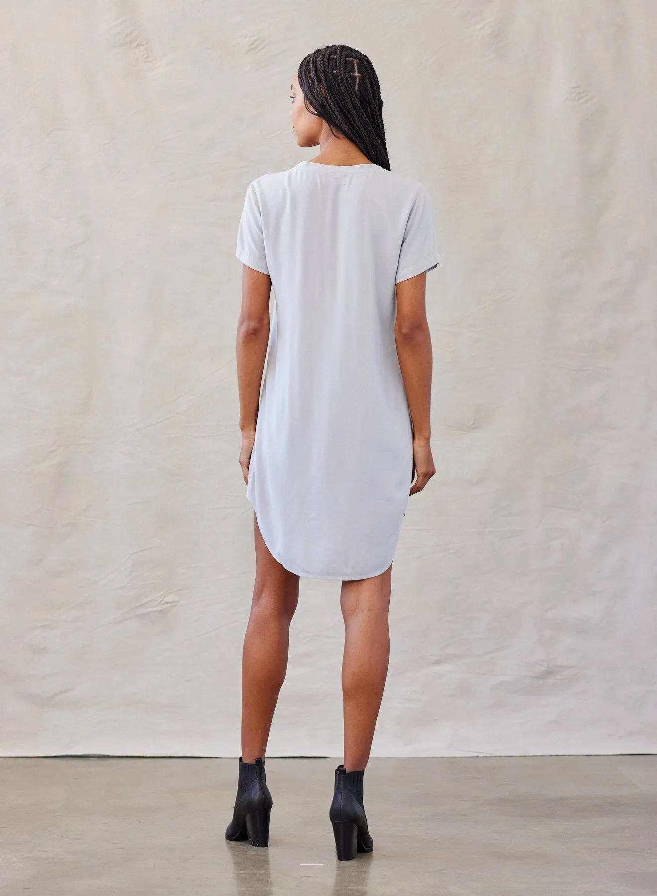 V-Neck Tee Dress - Foggy Sky