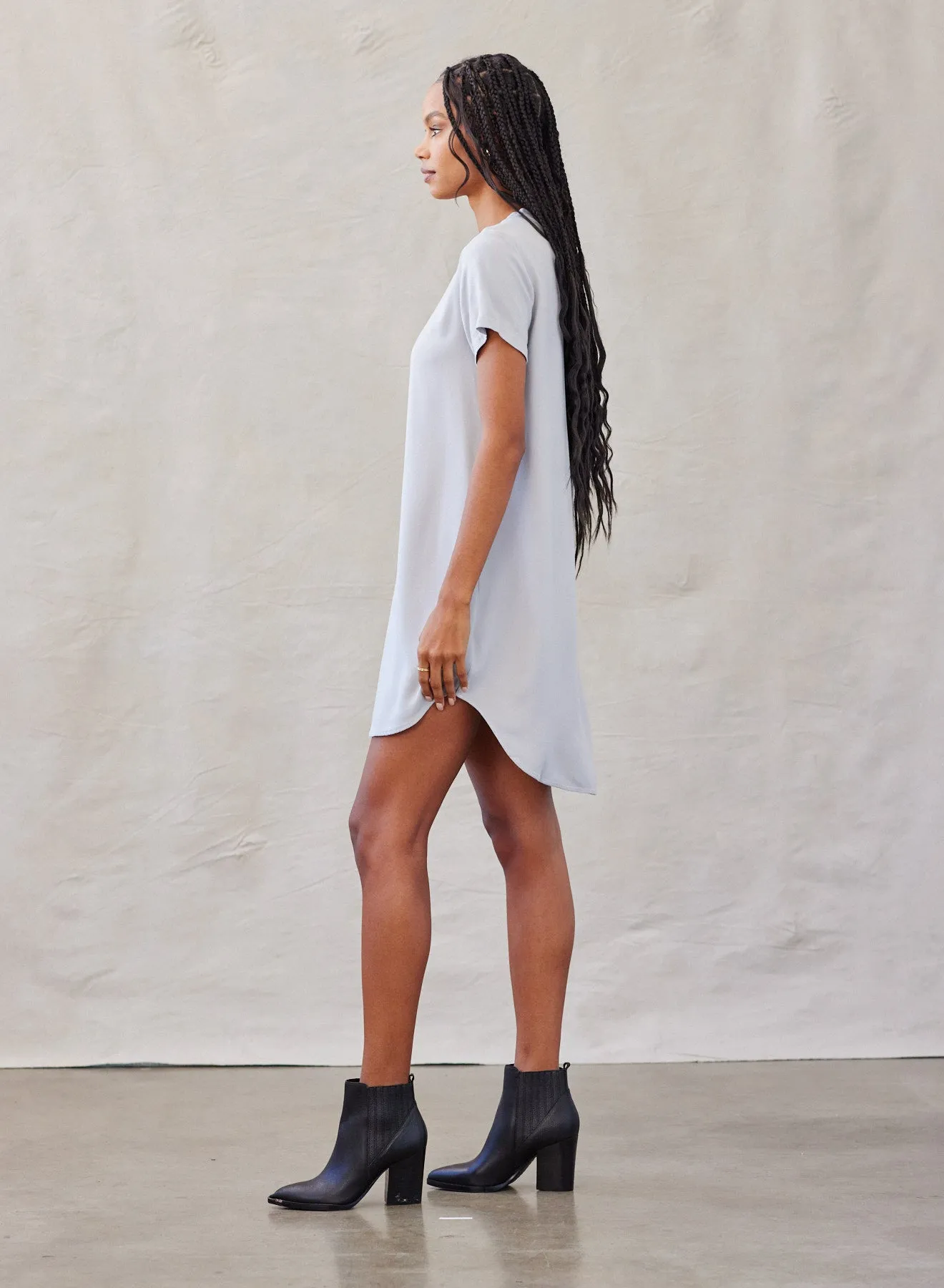 V-Neck Tee Dress - Foggy Sky