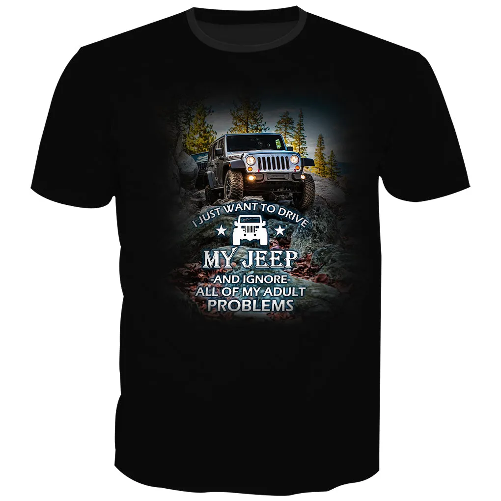 Want to Drive - Chest Print T-Shirt