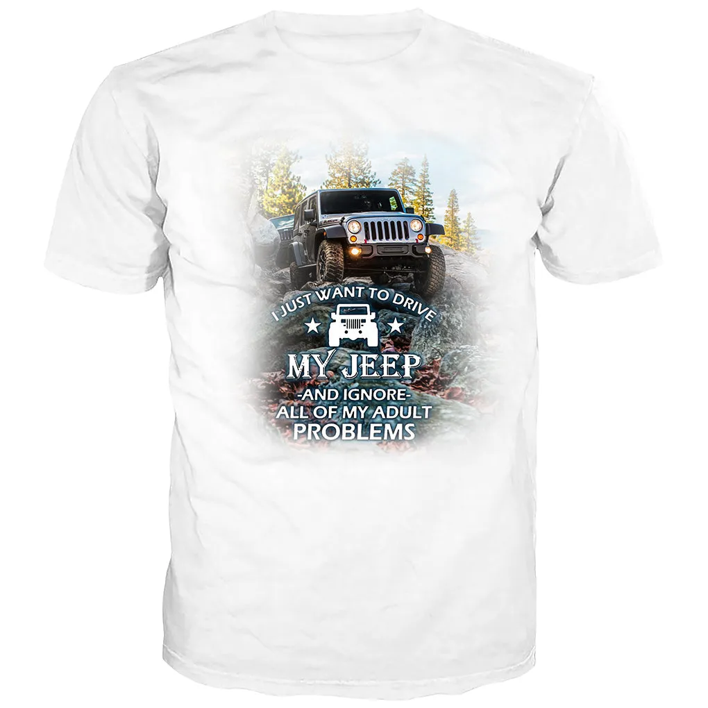 Want to Drive - Chest Print T-Shirt