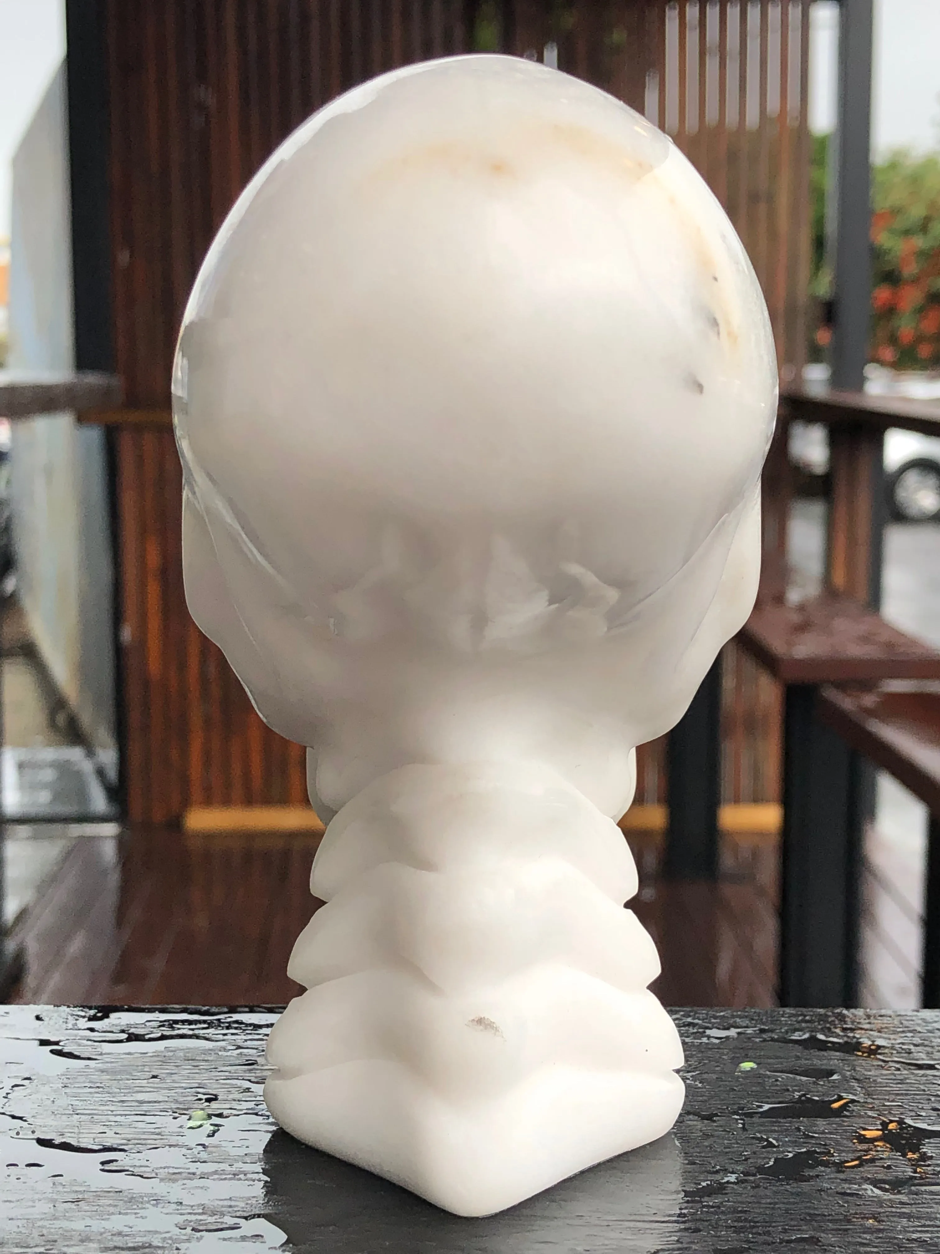 White Jade (Nephrite) Mayan Alien with Pyramid Base [1k1012]